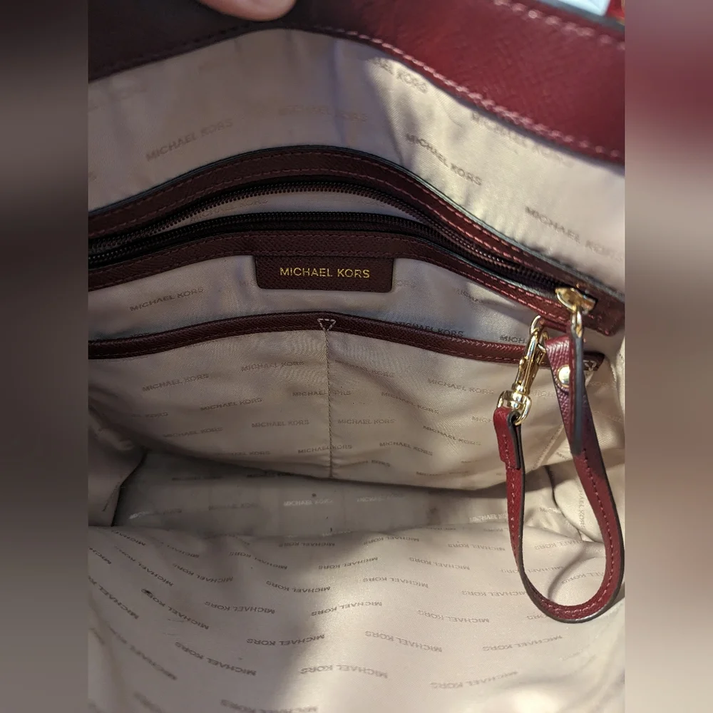 Michael Kors Maroon and Brown Shoulder Bag